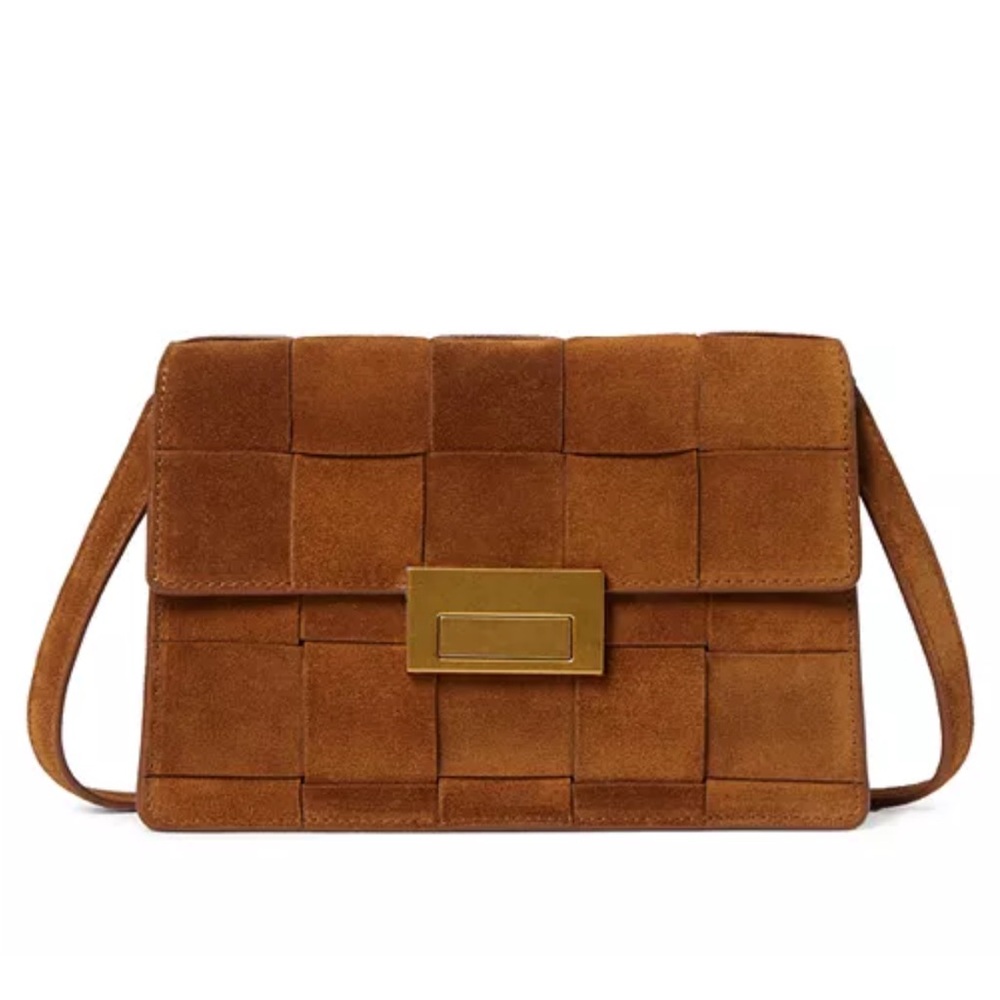 Loeffler Randall Delphine suede cacao Brown Woven shoulder Bag